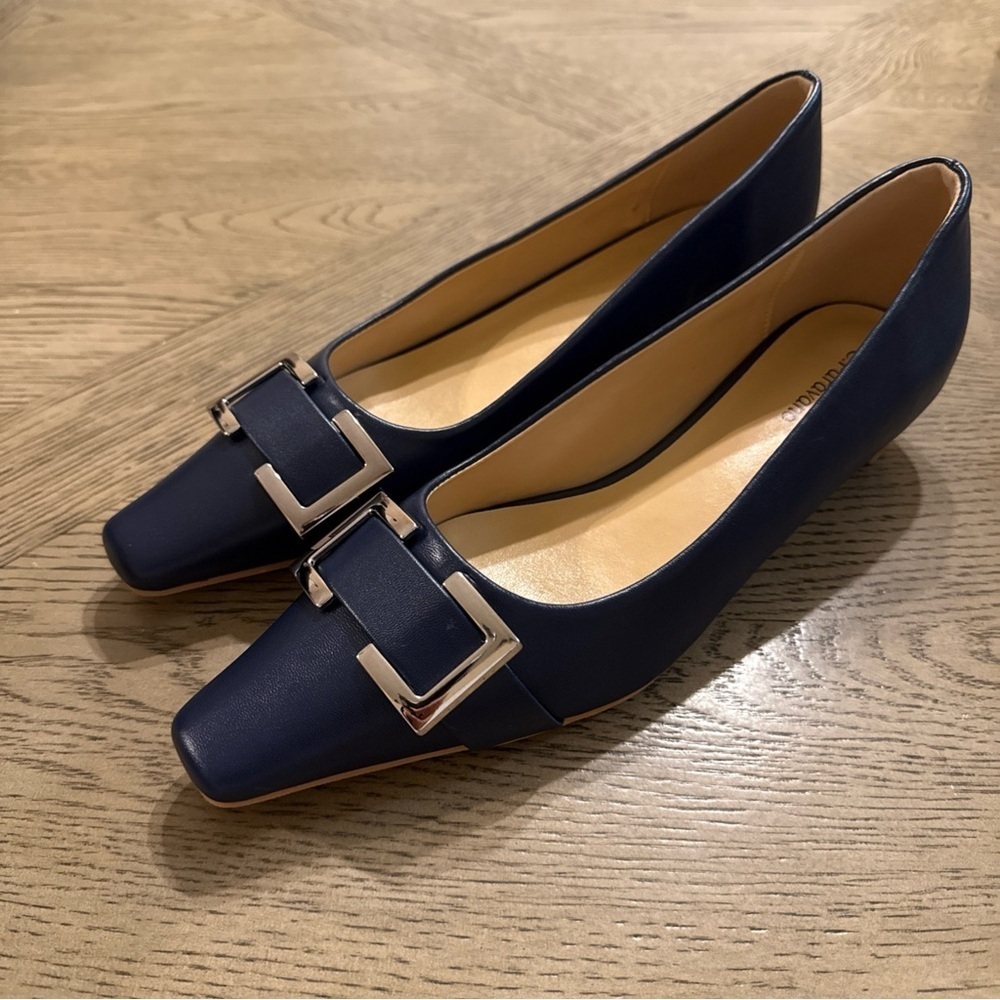 C.Paravano closed toe low block chunky heel, square toe Heels Size 41 Us 10.5 - Picture 3 of 4